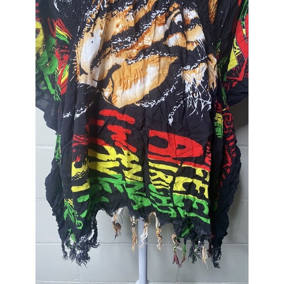 Bob Marley Womens Swim Cover Up Shirt Jamaican Reggae Size ? Small Fringe - Picture 4 of 5